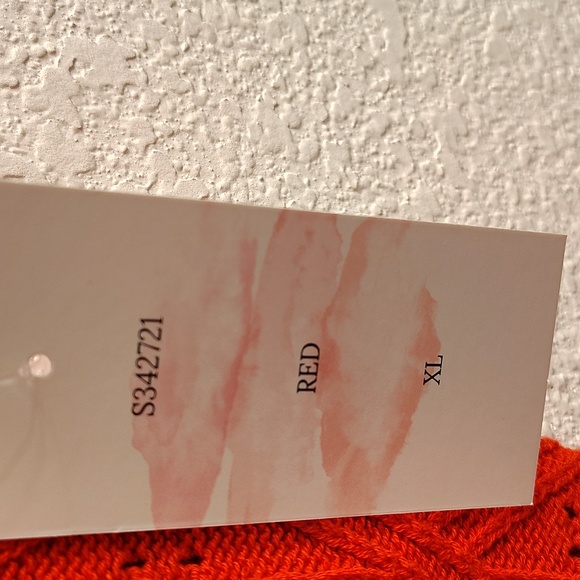 Hazel Moon Round Neck Sz XL Short Sleeves Red Cardigan Floral Embroidery B31 X P - Picture 12 of 14